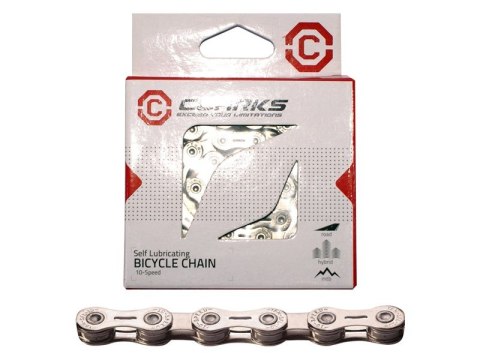 Łańcuch rowerowy CLARKS CSL10, 10-rzędowy, 116 ogniw, 1/2"x11/128", Spinka, Niklowany, Samosmarujący, Szosa/MTB, Srebrny Łańcuch rowerowy CLARKS CSL10, 10-rzędowy, 116 ogniw, 1/2"x11/128", Spinka, Niklowany, Samosmarujący, Szosa/MTB, Srebrny