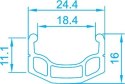 Obręcz mtb/trekking ALEXRIMS DM18, V-brake, Stożek 16mm, 29" 622x18, 32 Otwory, Czarna, Waga 600g (NEW 2024)