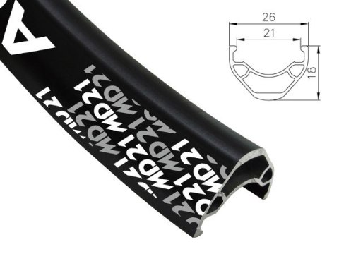 Obręcz mtb/trekking ALEXRIMS MD21, H. tarczowy, Stożek 18mm, 26" 559x21, 32 otwory, Kapslowana, Czarna, Waga 450g (NEW) Obręcz mtb/trekking ALEXRIMS MD21, H. tarczowy, Stożek 18mm, 26" 559x21, 32 otwory, Kapslowana, Czarna, Waga 450g (NEW)