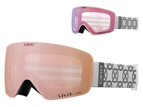 Gogle zimowe GIRO CONTOUR RS WHITE MONOGRAM (Szyba lustrzana kolorowa VIVID-Carl Zeiss ROSE GOLD 19-42% S2 + Szyba lustrzana kol Gogle zimowe GIRO CONTOUR RS WHITE MONOGRAM (Szyba lustrzana kolorowa VIVID-Carl Zeiss ROSE GOLD 19-42% S2 + Szyba lustrzana kol