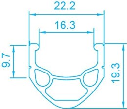 Obręcz mtb ALEXRIMS DC19, V-brake, Stożek 19mm, 26