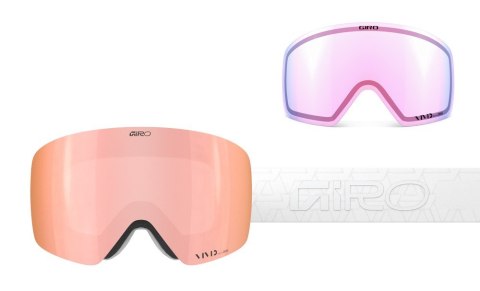 Gogle zimowe damskie GIRO CONTOUR RS WHITE CRYSTALS (Szyba lustrzana kolorowa VIVID-Carl Zeiss ROSE GOLD 19-42% S2 + Szyba lustr