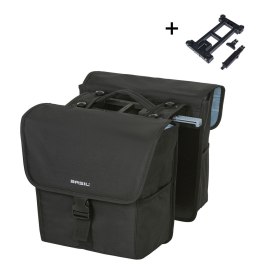 Sakwa miejska podwójna BASIL GO DOUBLE BAG MIK 32L MIK System (ready to go) solid black (NEW 2025)