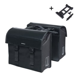 Sakwa miejska podwójna BASIL URBAN LOAD DOUBLE PANNIER BAG 48-53L, MIK System (ready to go), 100% wodoodporna, black/black (NEW 